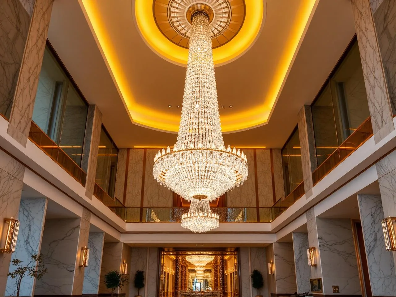 Custom crystal chandeliers for hotel lobbies
