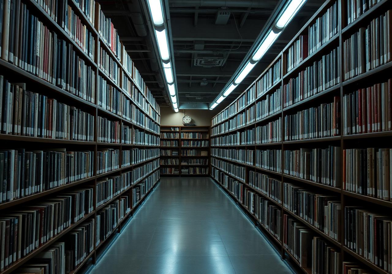 Library rare book archive with UV-free IR-free LED strip at 2700K low intensity