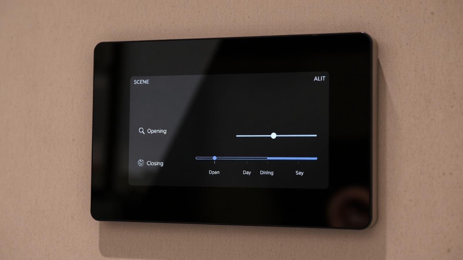 Wall-mounted DALI-2 / Casambi smart lighting control panel with scene presets and dimming — the energy and sustainability layer that meets EU EPBD recast and WELL v2.